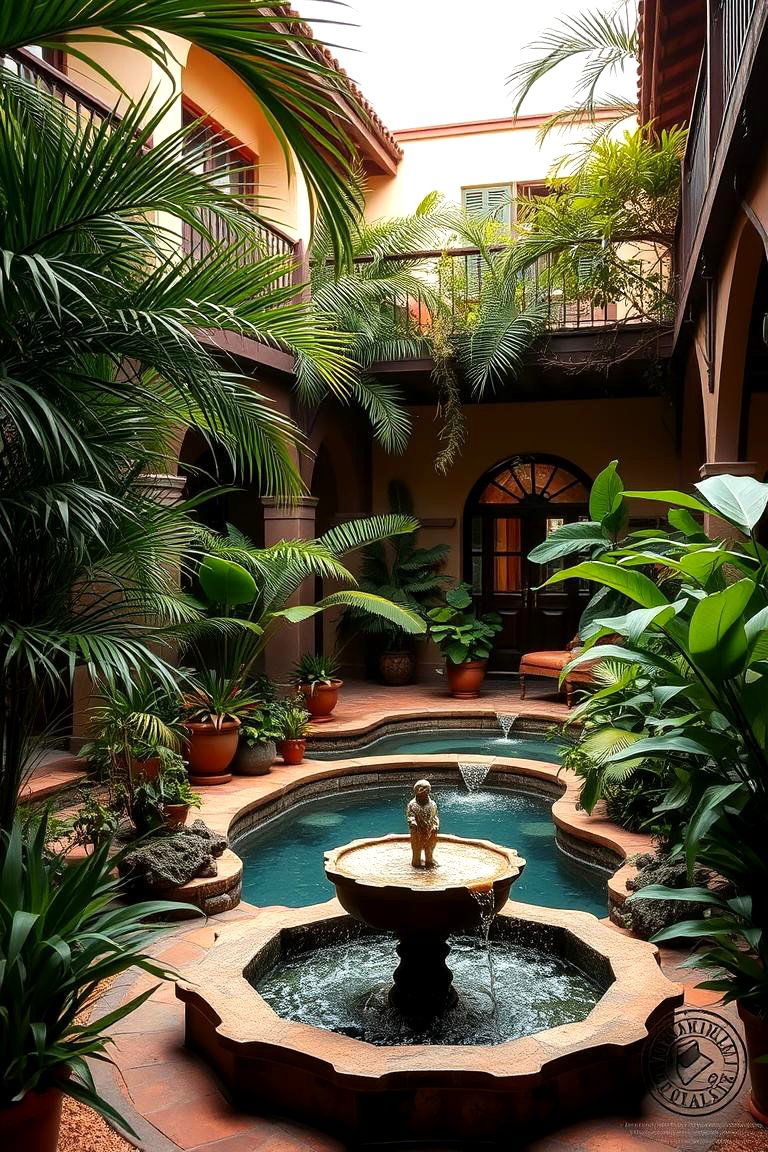 Tropical Courtyard Ambiance - 24 Tropical Pool Landscaping Ideas