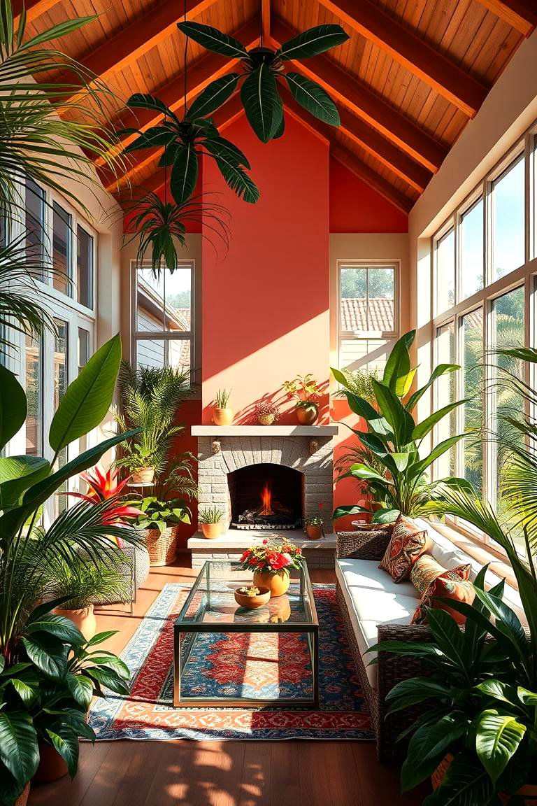 Tropical Escape Sunroom - 24 Sunroom With Fireplace Ideas