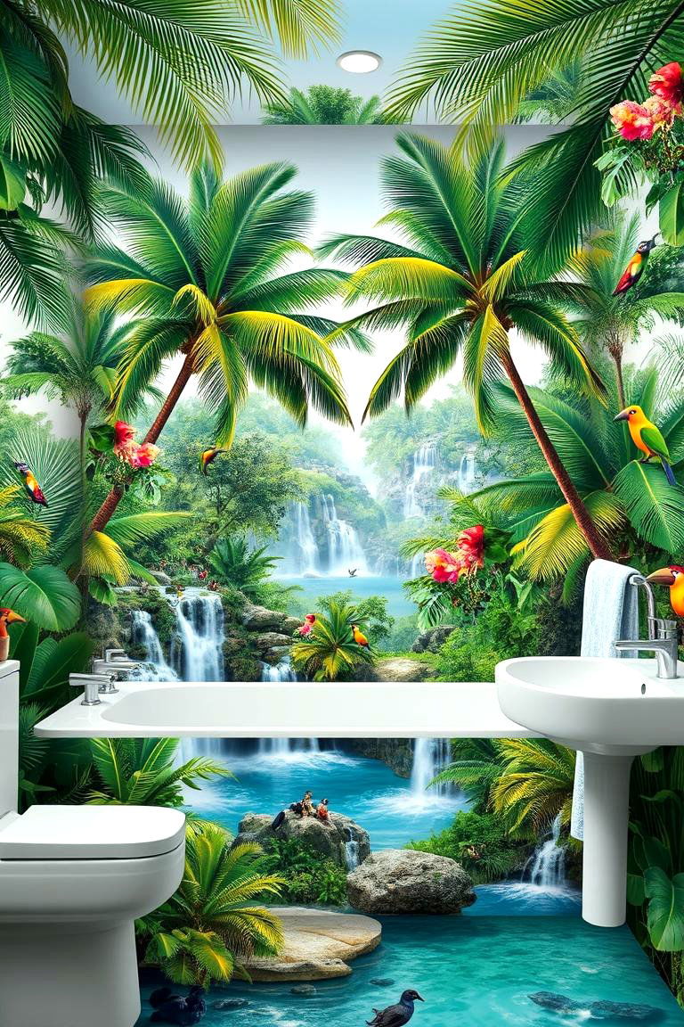 Tropical Escape - 24 Bathroom Mural Ideas