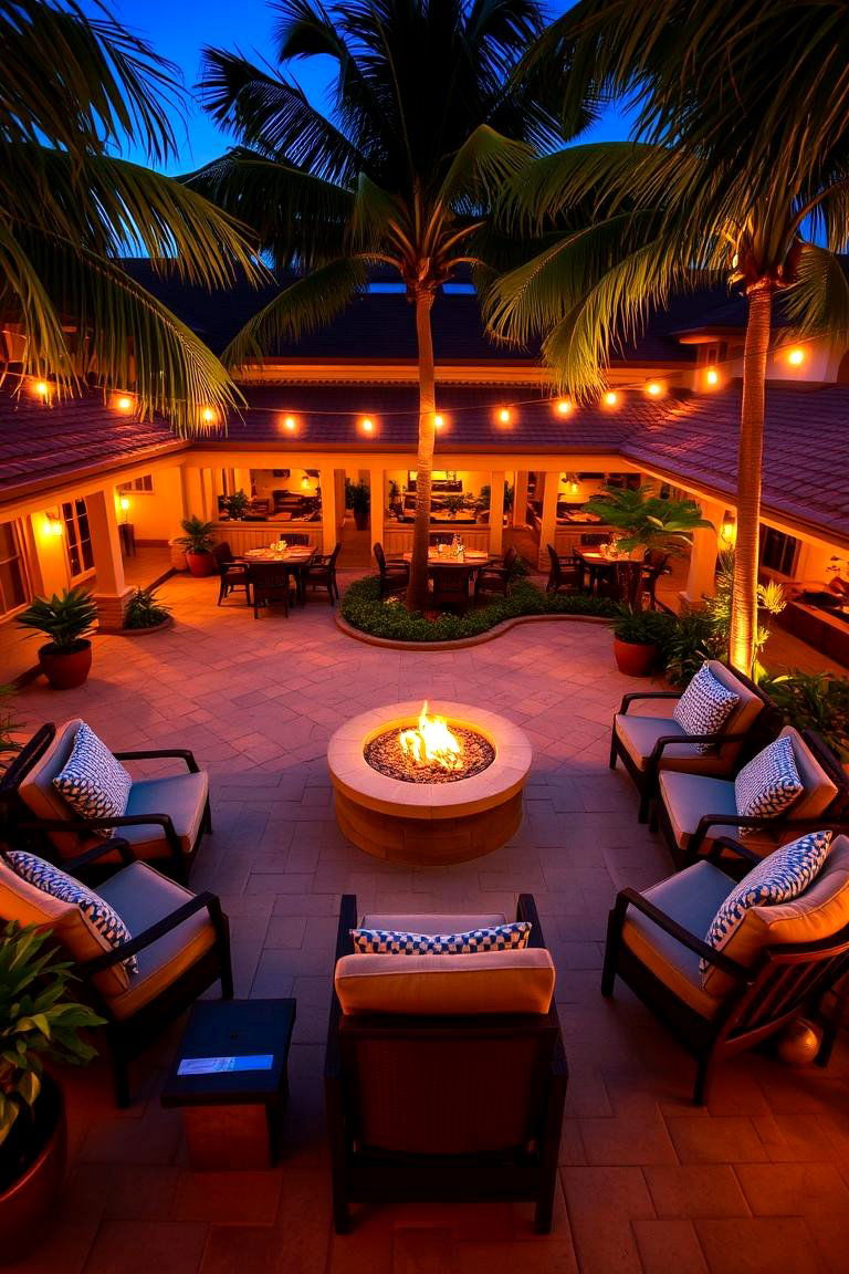 Tropical Fire Pit Gathering - 24 Tropical Patio Ideas