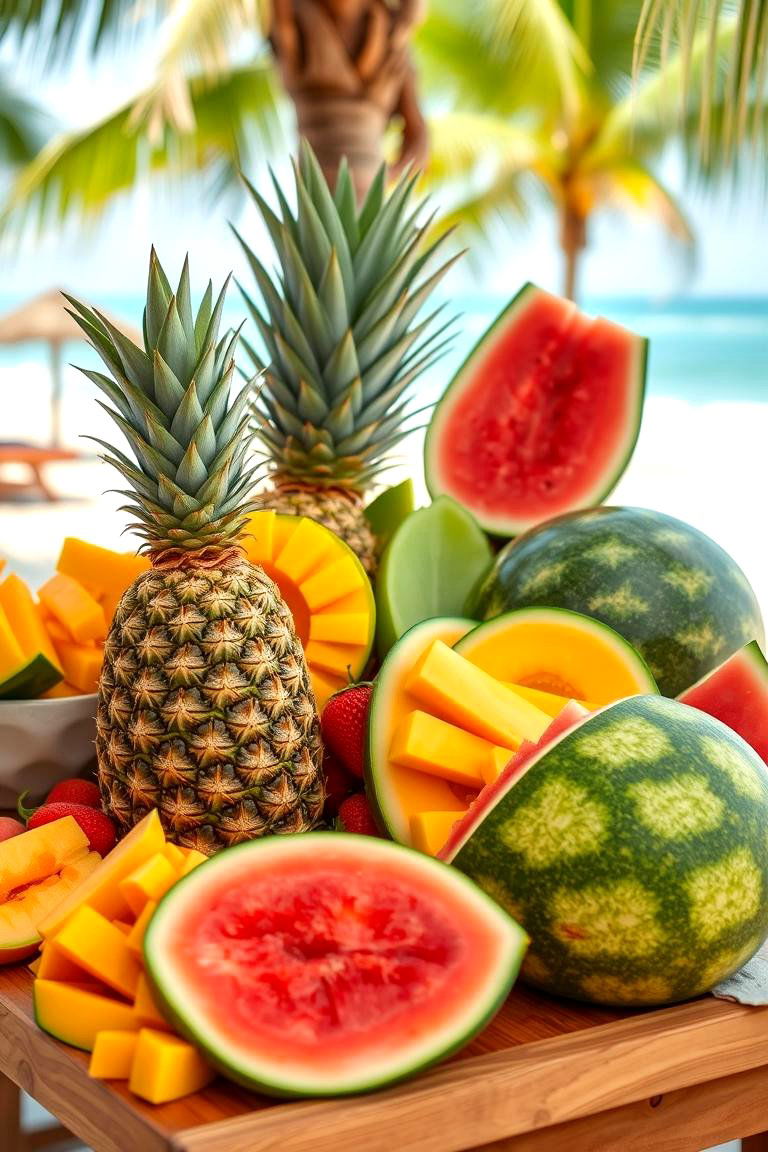 Tropical Fruit Buffet - 24 Beach Wedding Ideas
