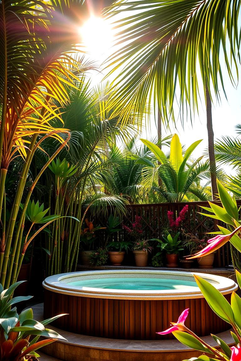 Tropical Garden Retreat - 24 Hot Tub Landscaping Ideas