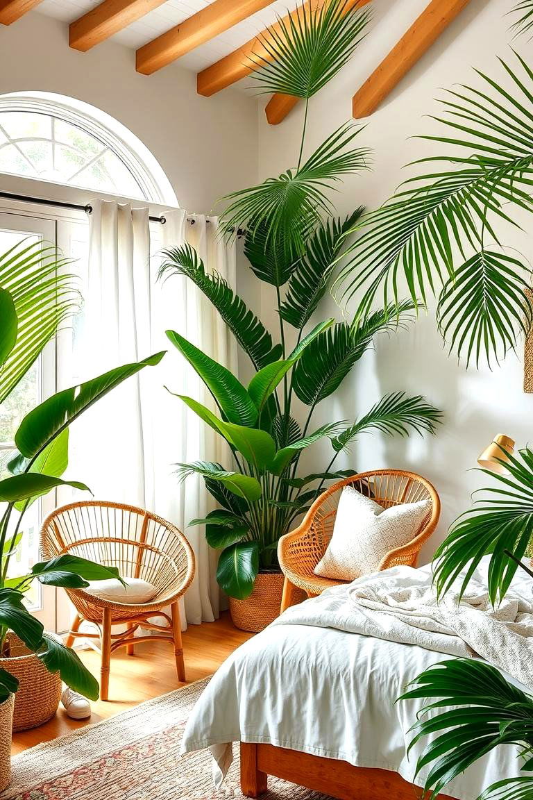 Tropical Greenery for a Lush Look - 24 Beach Themed Bedroom Ideas