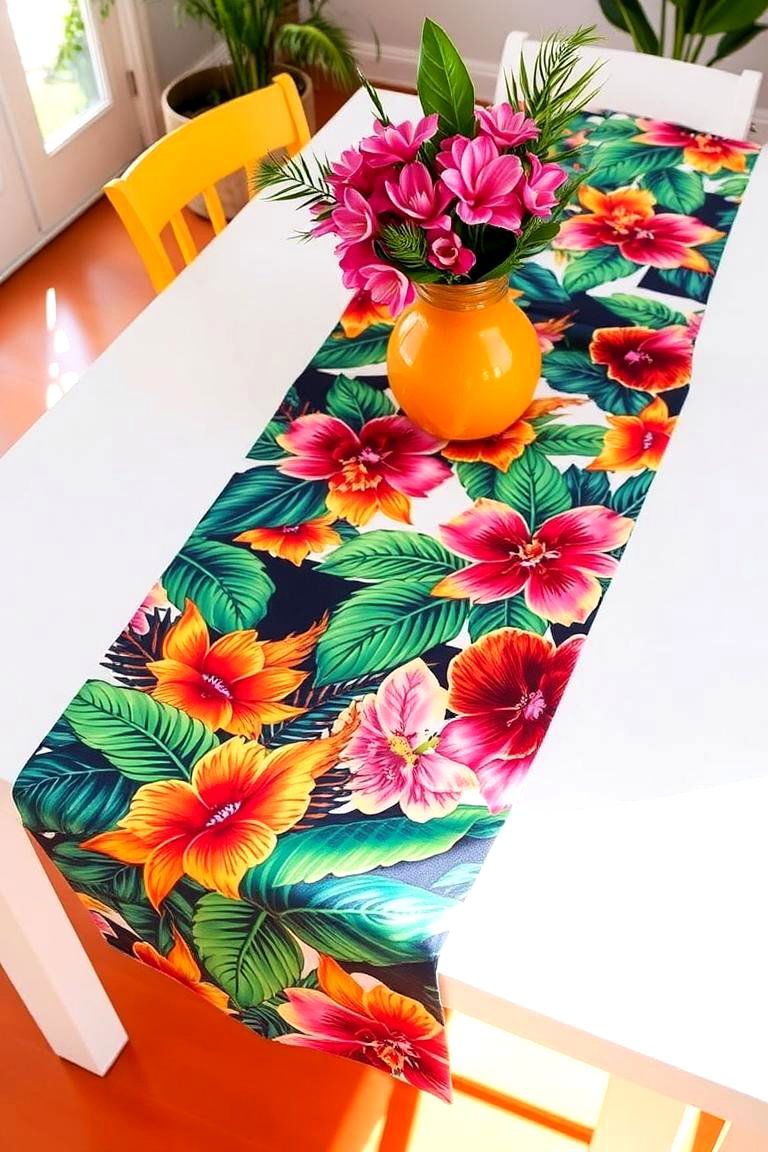 Tropical Inspired Table Runner - 24 Table Runner Ideas