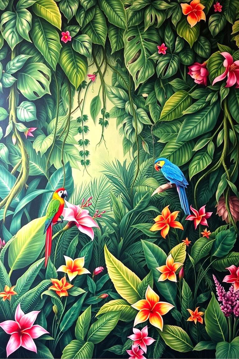 Tropical Jungle Mural - 24 Garden Mural Ideas
