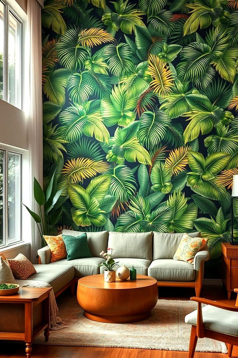 Tropical Jungle Vibes - 24 Living Room Wallpaper Ideas