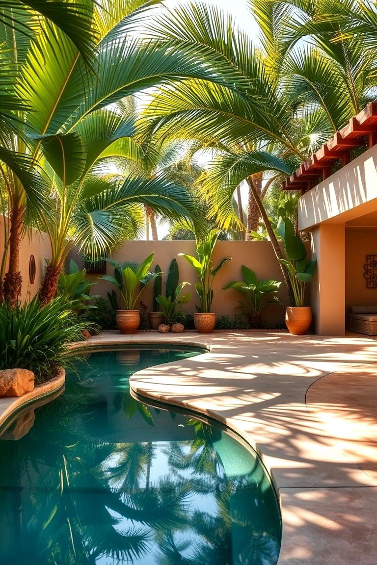 Tropical Oasis Ambience - 24 Concrete Pool Deck Ideas