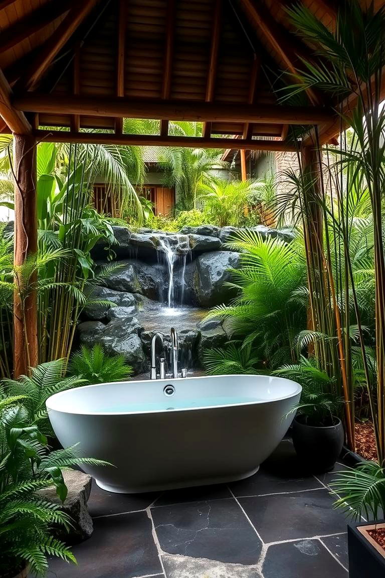 Tropical Oasis Bathing Area - 24 Outdoor Bathroom Ideas