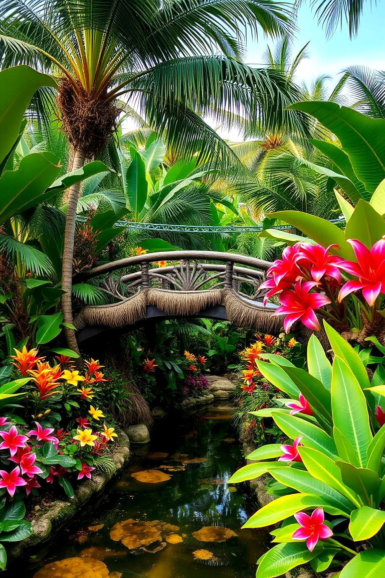 Tropical Oasis Bridge - 24 Garden Bridge Ideas