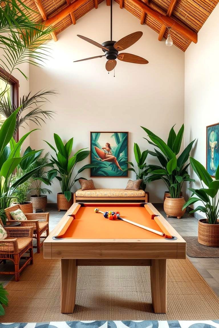 Tropical Oasis Pool Table Escape - 24 Pool Table Room Ideas