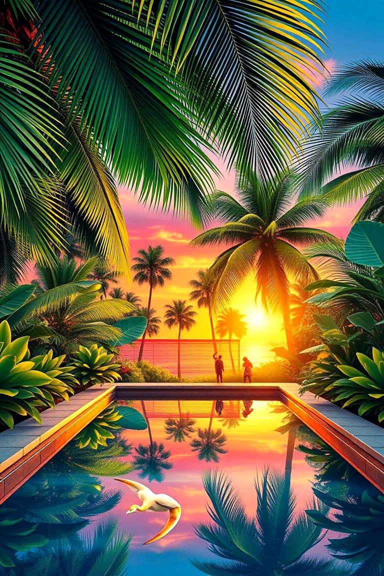 Tropical Paradise Pool Mural - 24 Pool Murals