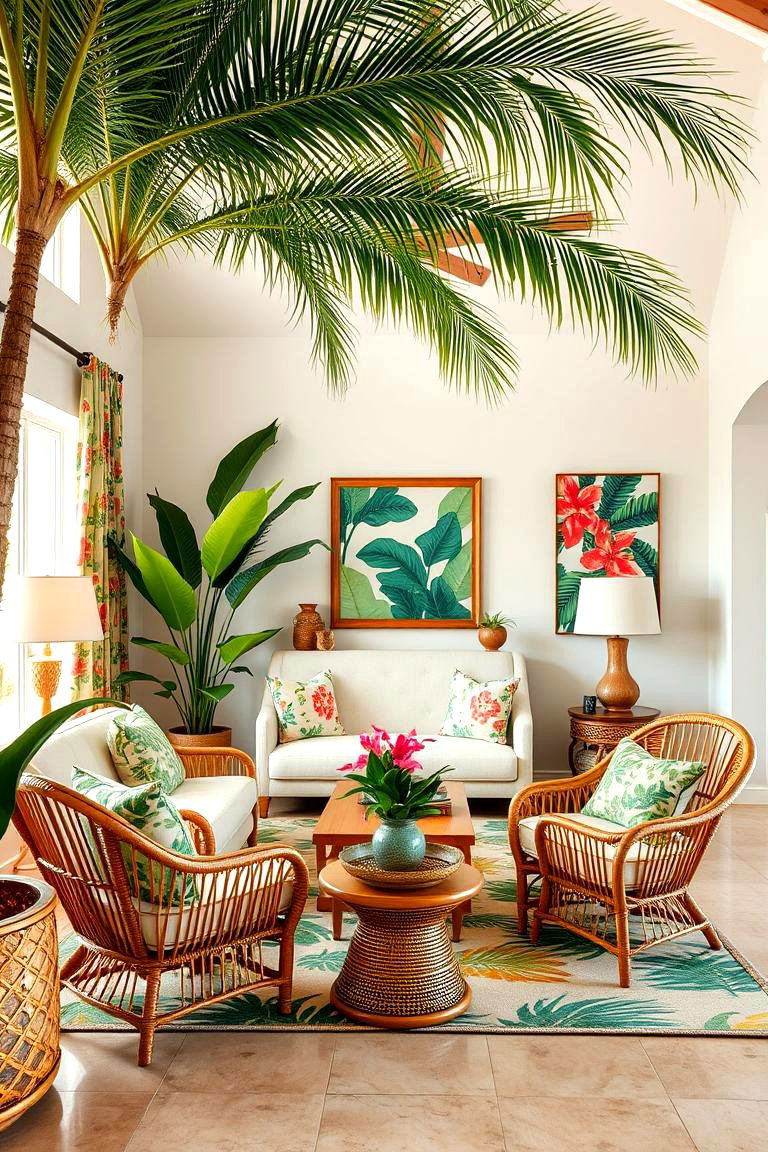 Tropical Paradise - 24 Aesthetic Living Room Ideas