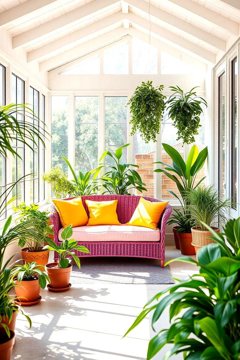 Tropical Pink and Yellow Sunroom - 24 Pink Room Ideas