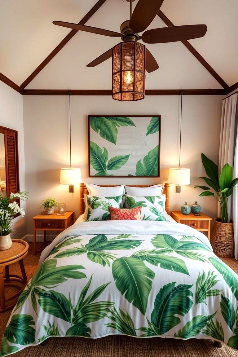 Tropical Prints for Bold Statement Decor - 24 Beach Themed Bedroom Ideas