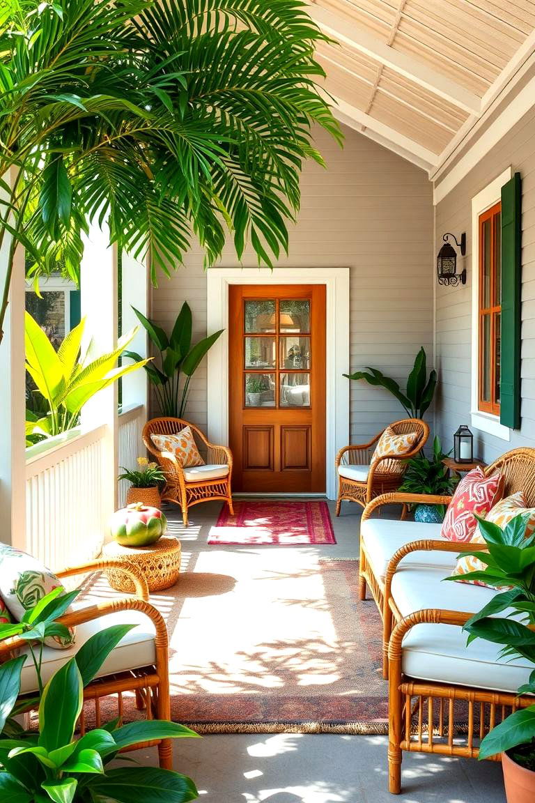 Tropical Retreat Theme - 24 Large Front Porch Ideas