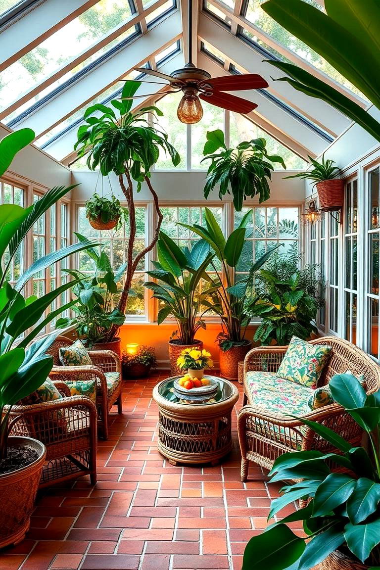 Tropical Retreat - 24 Brick Floor Sunroom Ideas