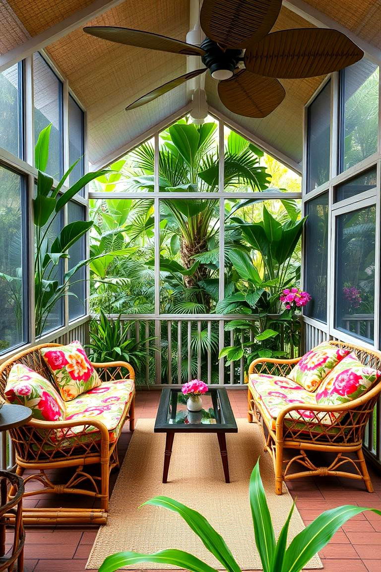 Tropical Screened in Deck Paradise - 24 Screened-in Deck Ideas