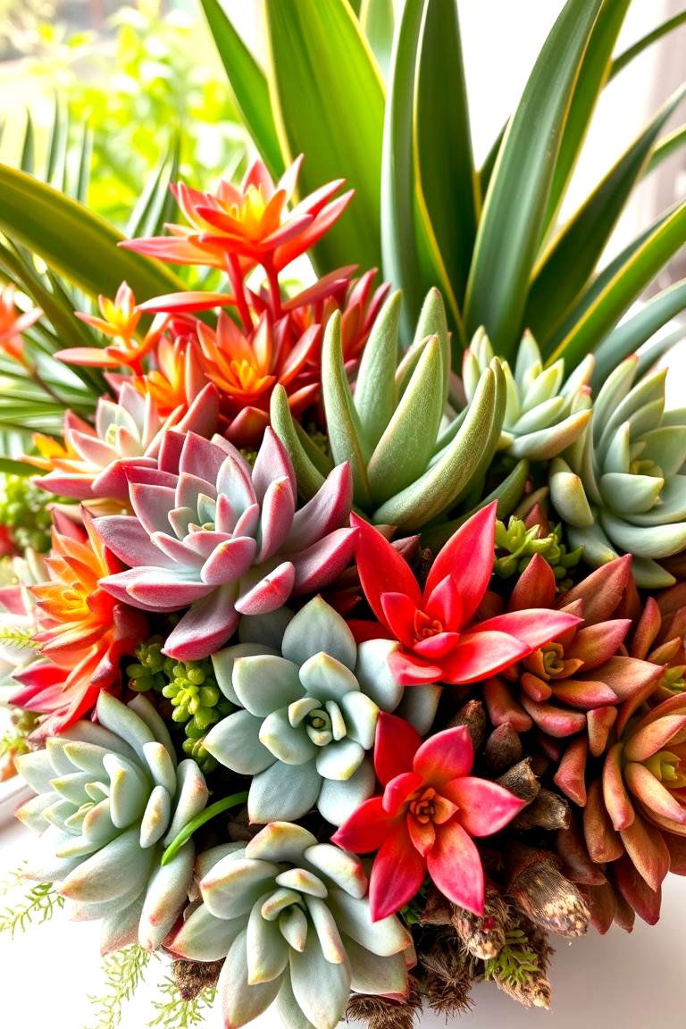 Tropical Succulent Arrangement - 24 Tropical Garden Ideas