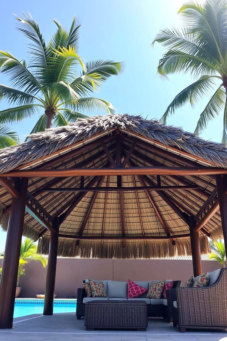 Tropical Thatched Roof Gazebo - 24 Backyard Gazebo Ideas