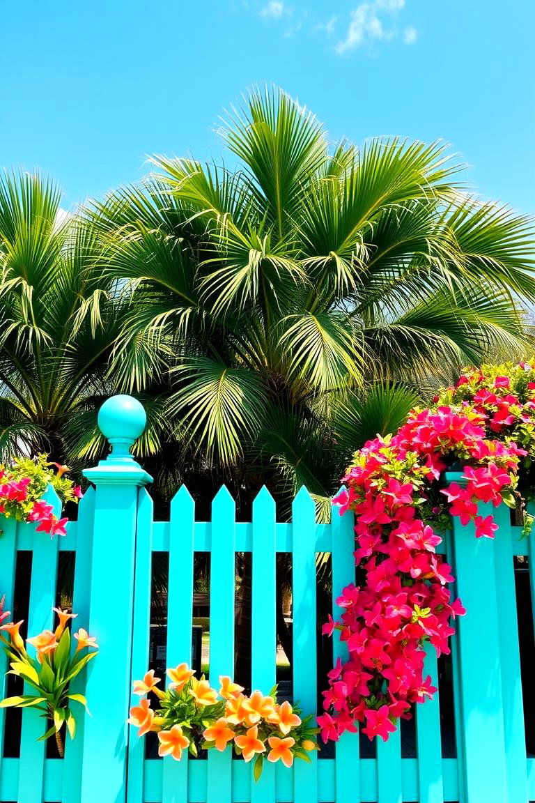 Tropical Vibes with Bright Hues - 24 Fence Painting Ideas