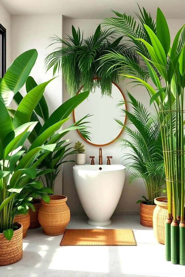 Tropical Vibes with Plants - 24 Aesthetic Bathroom Ideas