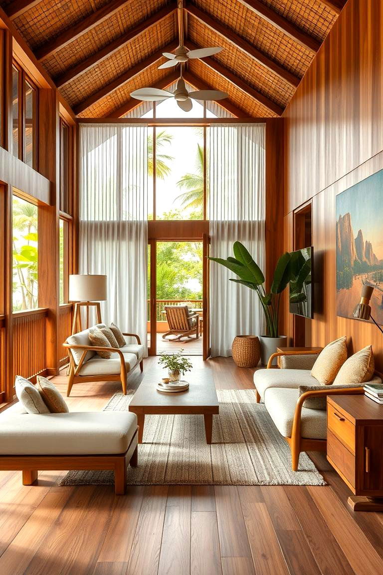 Tropical Wood Elements - 24 Tropical Bathroom Ideas
