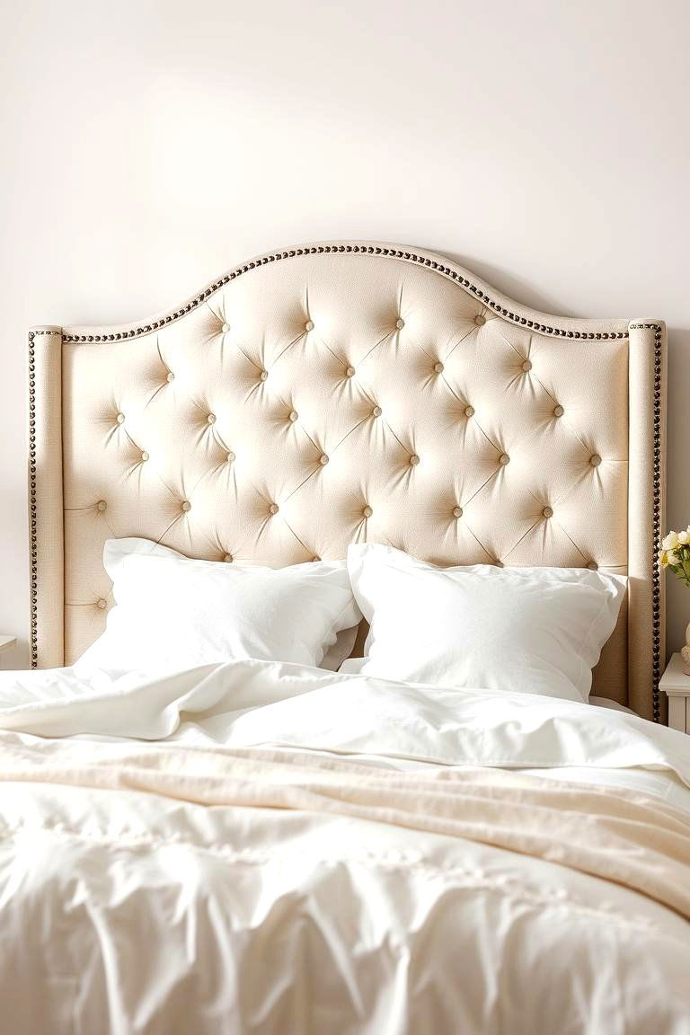 Tufted Headboard Elegance - 24 Shabby Chic Bedroom Ideas