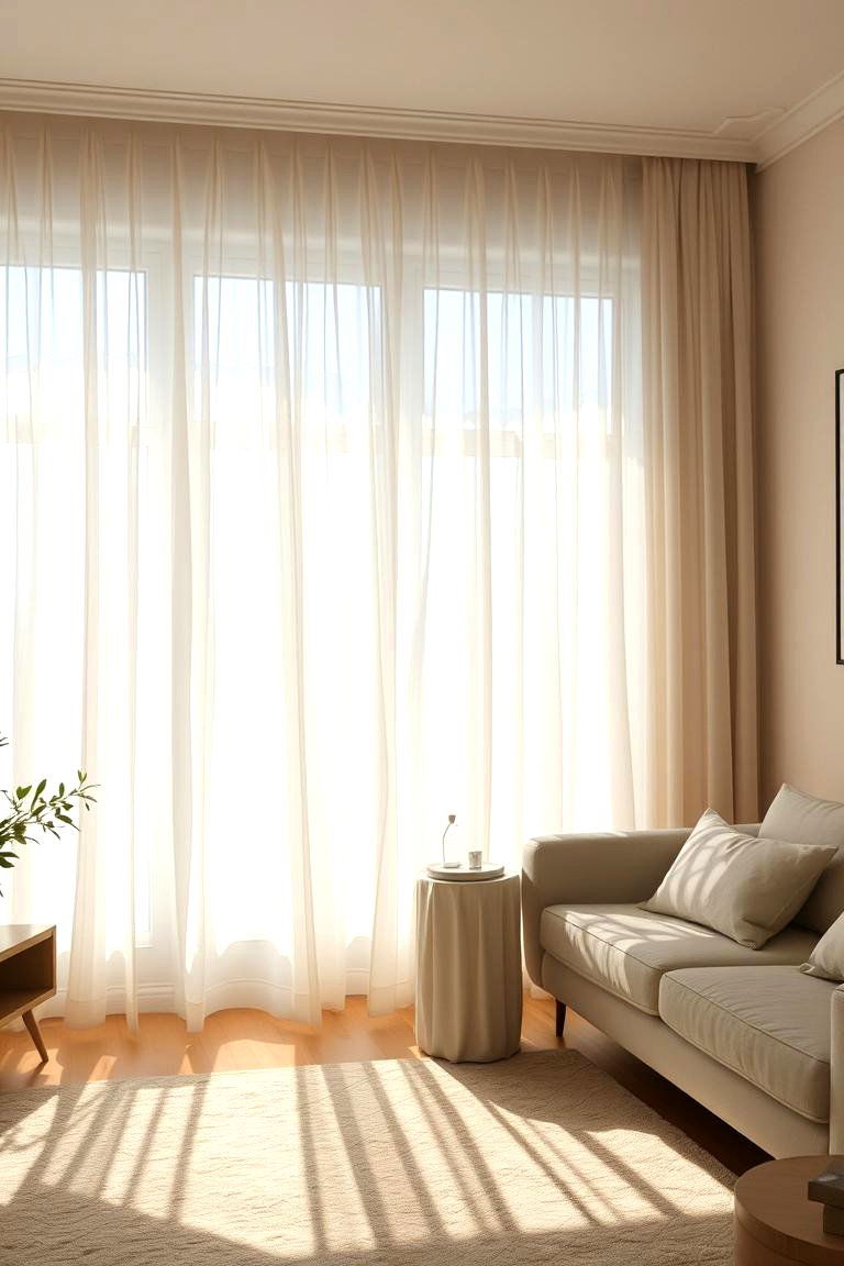 Tulle Curtains for a Soft Dreamy Atmosphere - 24 Living Room Curtain Ideas