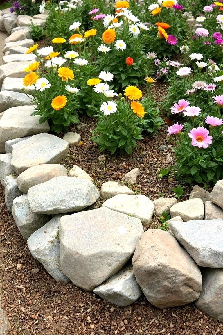 Tumbled Stone Edging - 24 Stone Garden Edging Ideas
