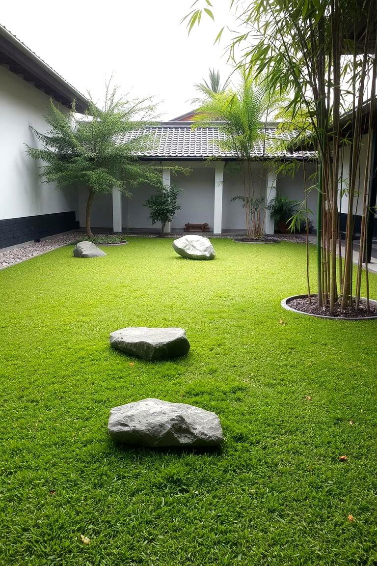 Turf for a Beautiful Zen Garden - 24 Backyard Turf Ideas