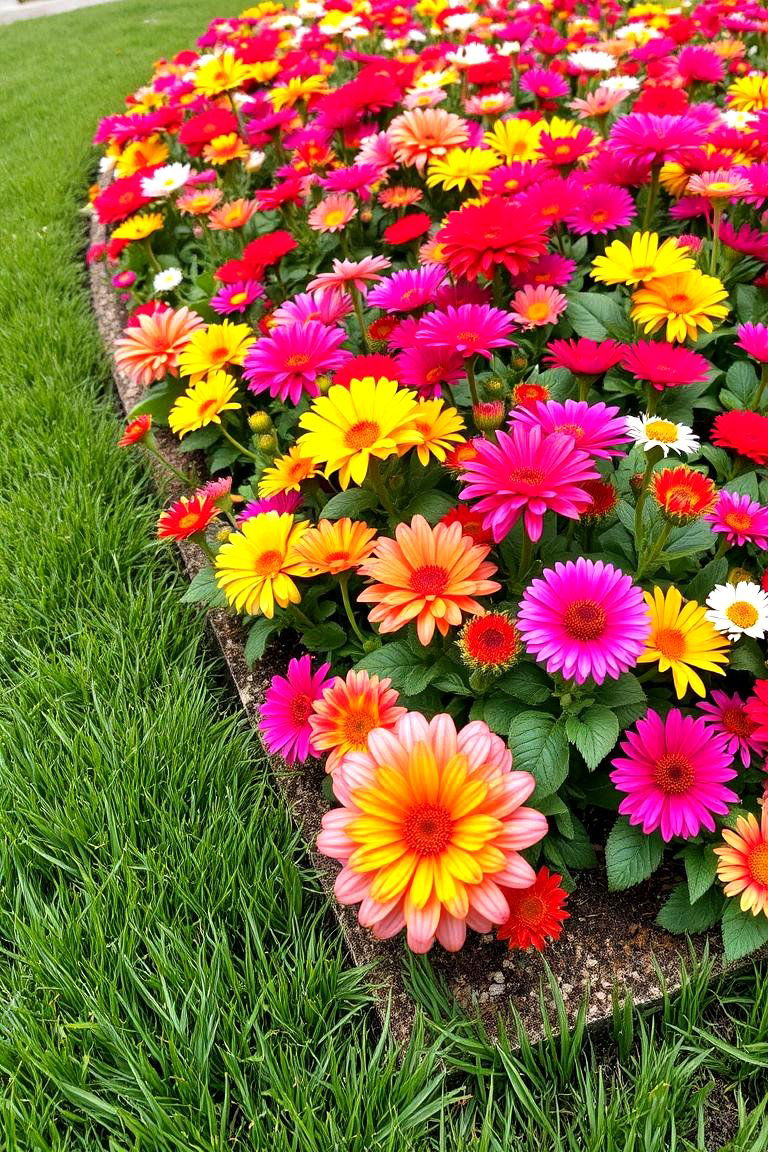 Turf for a Colorful Flower Bed - 24 Backyard Turf Ideas