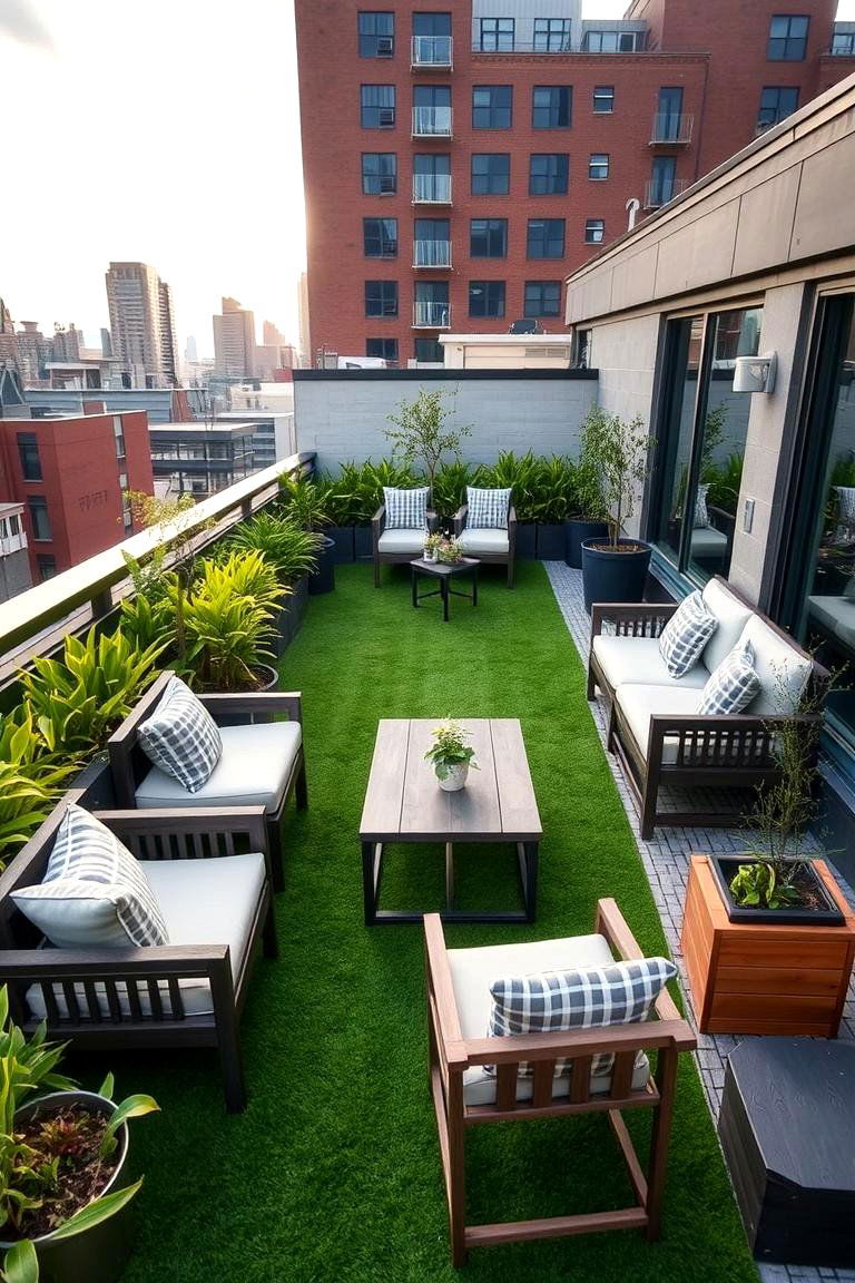 Turf for a Stylish Rooftop Garden - 24 Backyard Turf Ideas