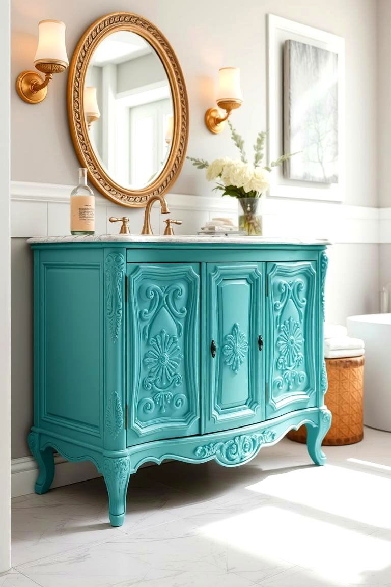 Turquoise Accent Vanity - 24 Blue Bathroom Vanity Ideas