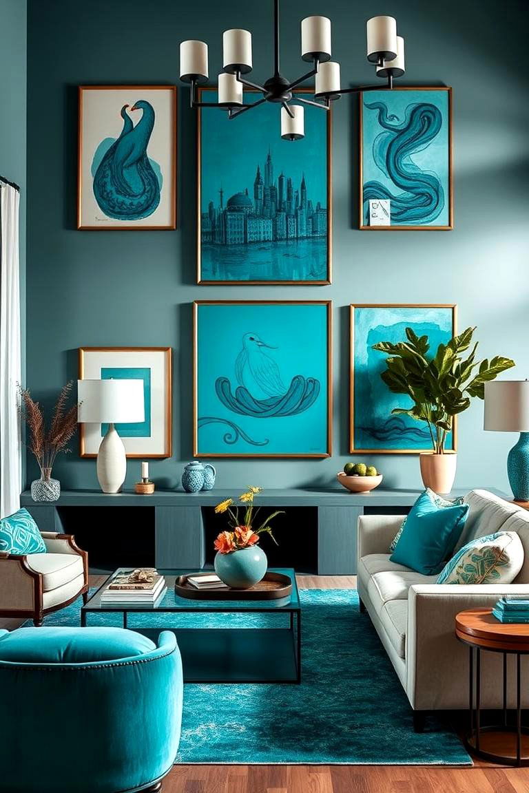 Turquoise Art and Decor - 24 Turquoise Living Room Ideas