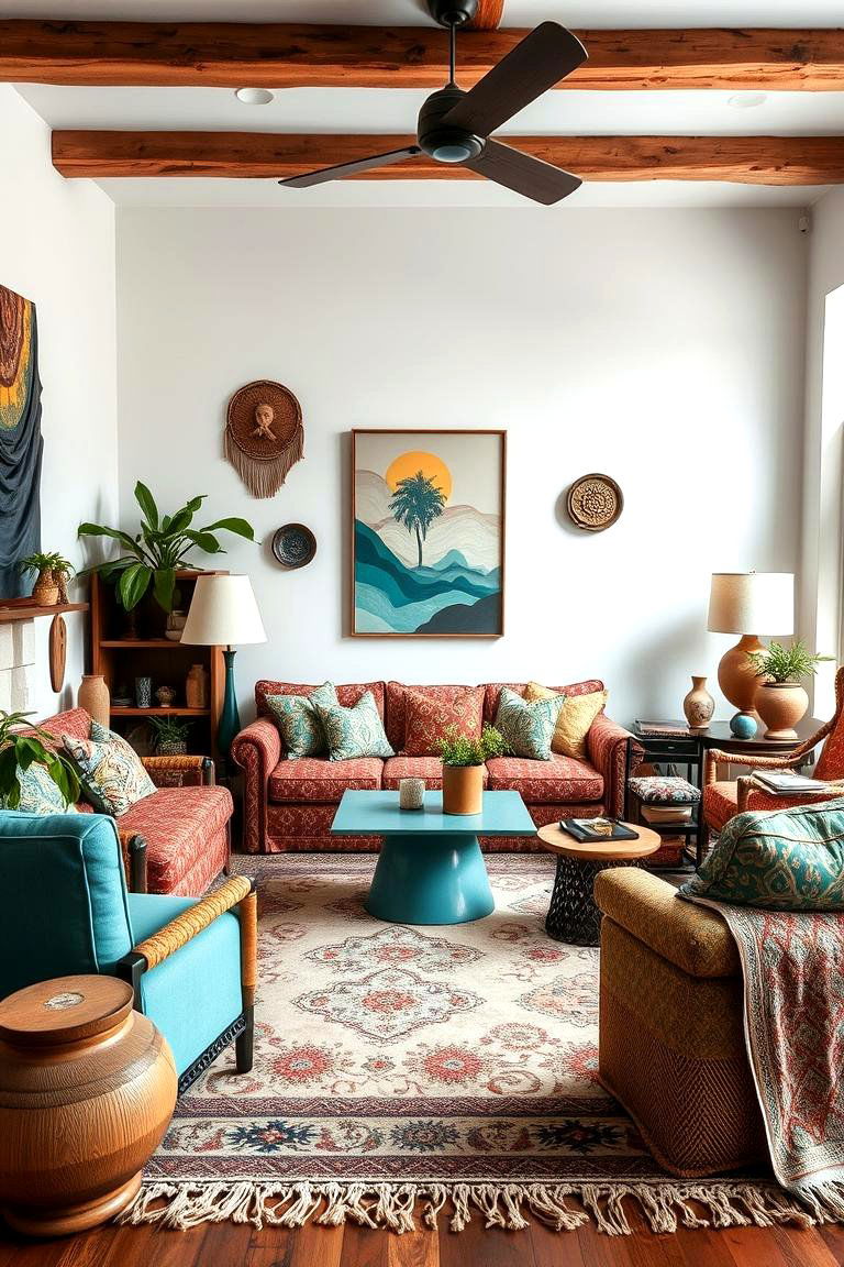 Turquoise Boho Chic Vibes - 24 Turquoise Living Room Ideas