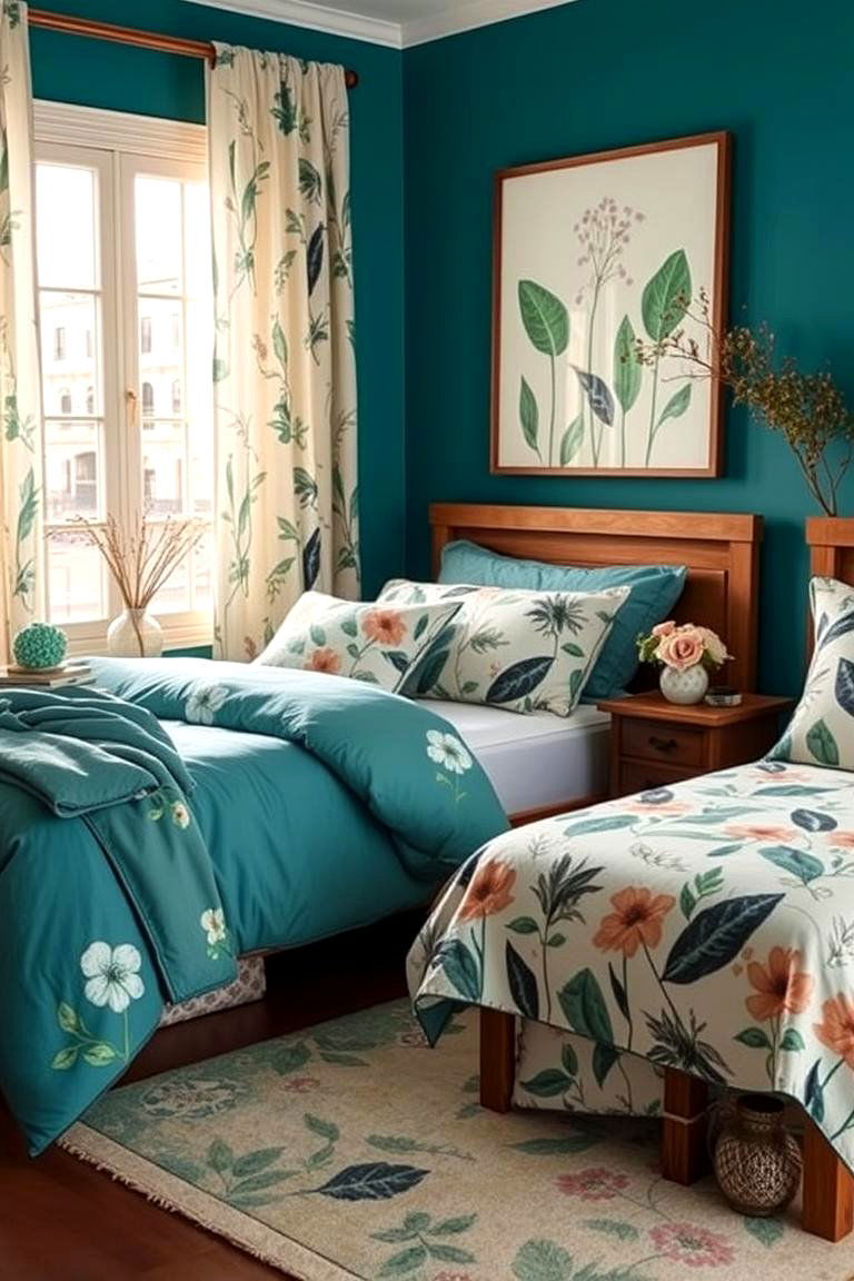 Turquoise Botanical Inspirations - 24 Turquoise Bedroom Ideas