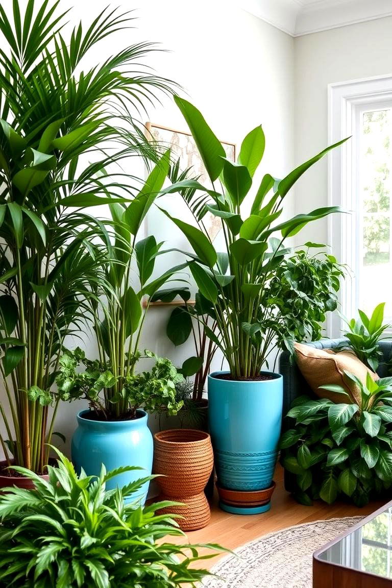 Turquoise Indoor Garden Feature - 24 Turquoise Living Room Ideas