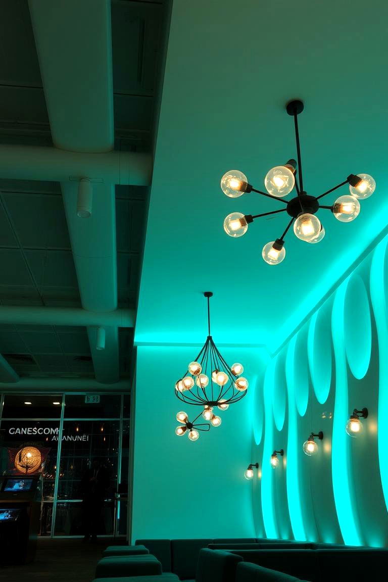 Turquoise Lighting Effects - 24 Turquoise Living Room Ideas