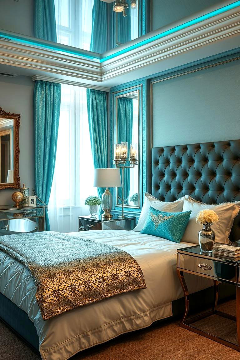 Turquoise Metallic Accents - 24 Turquoise Bedroom Ideas