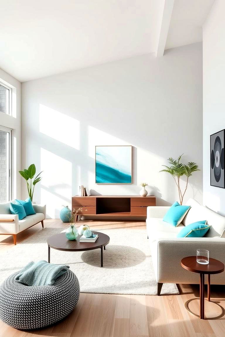 Turquoise Minimalist Design - 24 Turquoise Living Room Ideas