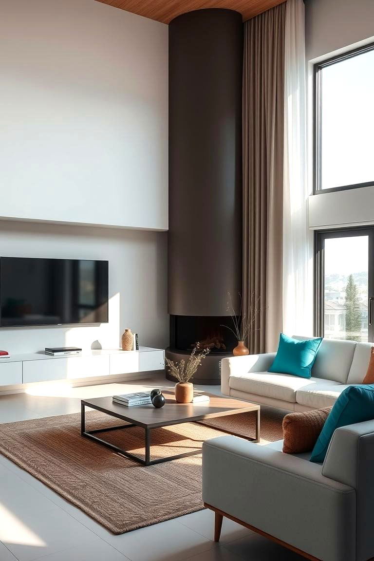 Turquoise Modern Minimalist Look - 24 Turquoise Living Room Ideas