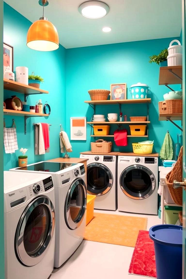 Turquoise Splash of Creativity - 24 Blue Laundry Room Ideas