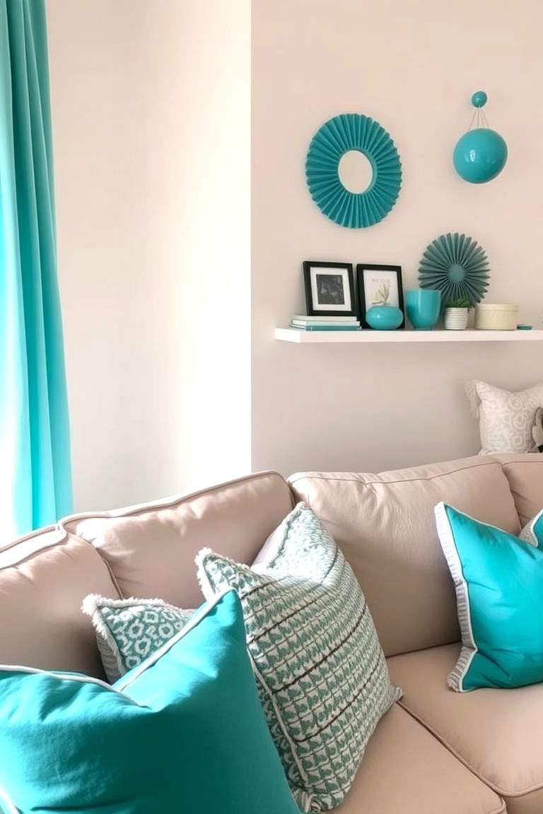 Turquoise Throw Pillows and Accents - 24 Turquoise Living Room Ideas
