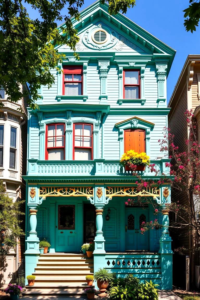 Turquoise Twist - 24 blue victorian house colors
