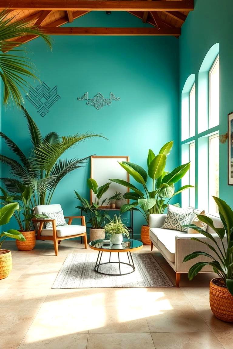 Turquoise and Beige - 24 Floor and Wall Color Ideas