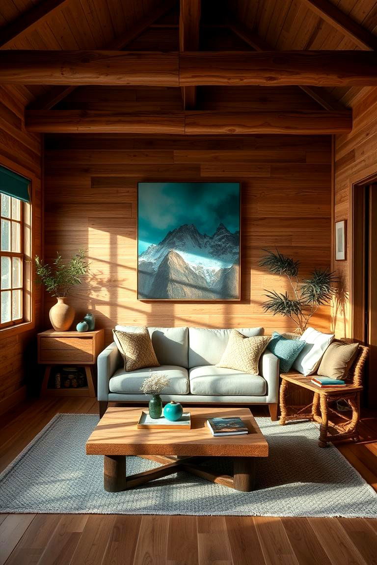 Turquoise and Natural Wood Harmony - 24 Turquoise Bedroom Ideas