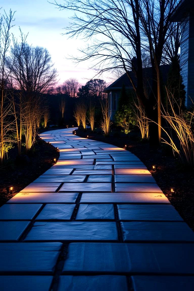 Twilight Illumination Flagstone Walkway - 24 Flagstone Walkway Ideas