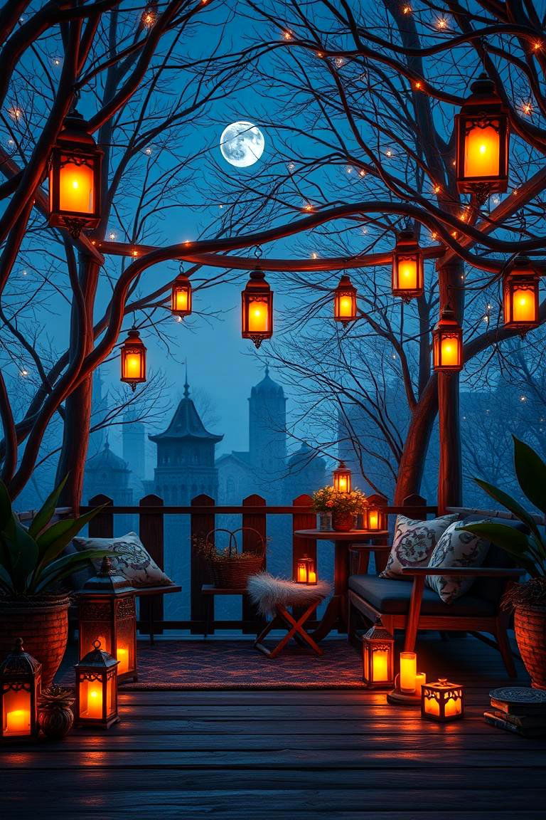 Twilight Lantern lit Reading Nook - 24 Outdoor Reading Nook Ideas