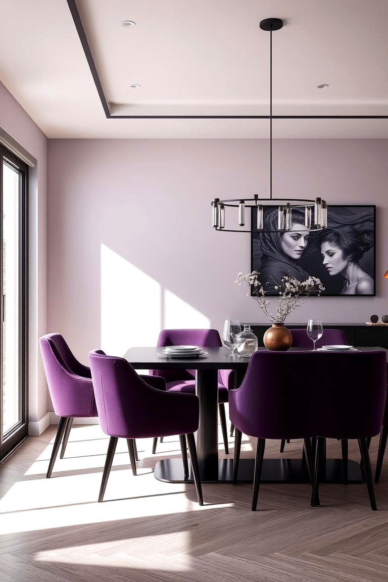 Twilight Purple Upholstery - 24 Purple Dining Room Ideas
