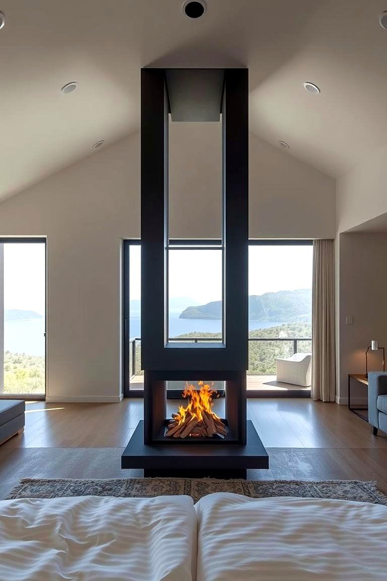 Twin Sided Fireplace Ambience - 24 Bedroom Fireplace Ideas